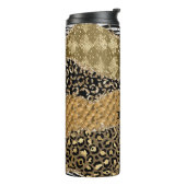 Unieke zwarte en gouden dierenprint agaat thermosbeker (Gedraaid links)