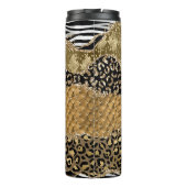 Unieke zwarte en gouden dierenprint agaat thermosbeker (Achterkant)