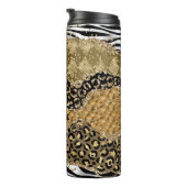 Unieke zwarte en gouden dierenprint agaat thermosbeker (Geroteerd rechts)