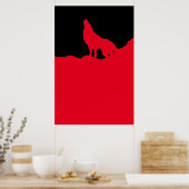Unieke zwarte en rode Pop Art Wolf Silhouette Poster (Keuken)
