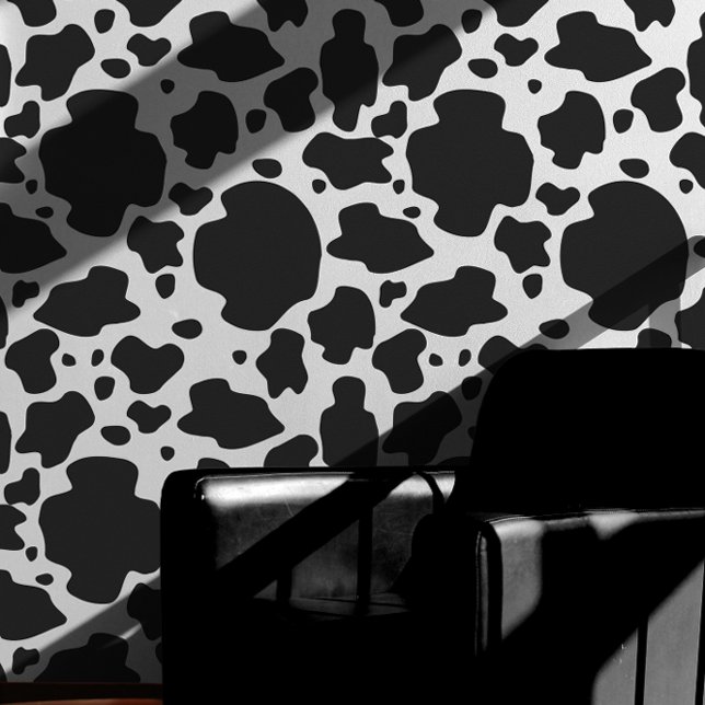 Unieke zwarte en witte Koe Behang (Black and White Unique Cow Pattern Wallpaper)