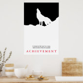 Unieke zwarte en witte Motivatie Wolf Silhouette Poster (Keuken)