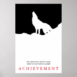 Unieke zwarte en witte Motivatie Wolf Silhouette Poster