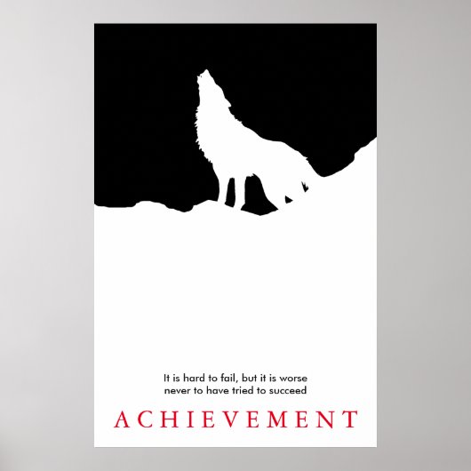 Unieke zwarte en witte Motivatie Wolf Silhouette Poster (Voorkant)
