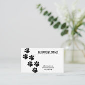 Unieke zwarte en witte pootprintstappen Dog Walker Visitekaartje (Staand voorkant)