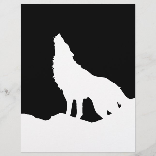 Unieke zwarte en witte Pop Art Wolf Silhouette (Voorkant)