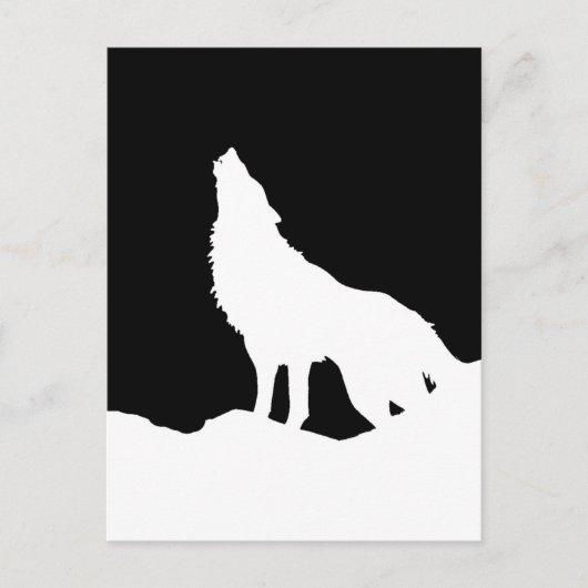 Unieke zwarte en witte Pop Art Wolf Silhouette Briefkaart (Voorkant)