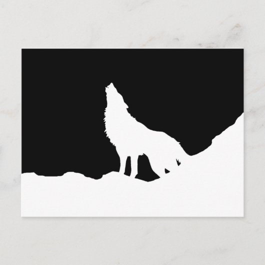 Unieke zwarte en witte Pop Art Wolf Silhouette Briefkaart (Voorkant)