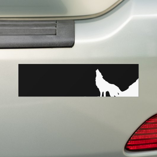 Unieke zwarte en witte Pop Art Wolf Silhouette Bumpersticker (Op auto)