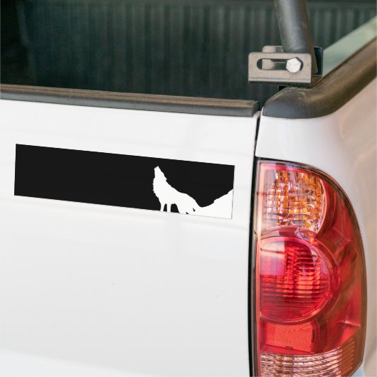 Unieke zwarte en witte Pop Art Wolf Silhouette Bumpersticker (Op Truck)
