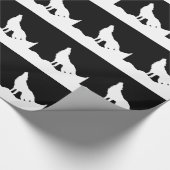 Unieke zwarte en witte Pop Art Wolf Silhouette Cadeaupapier (Hoek)