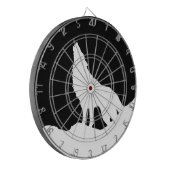 Unieke zwarte en witte Pop Art Wolf Silhouette Dartbord (Voorkant Links)