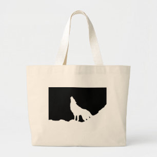 Unieke zwarte en witte Pop Art Wolf Silhouette Grote Tote Bag