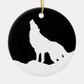 Unieke zwarte en witte Pop Art Wolf Silhouette Keramisch Ornament (Voorkant)