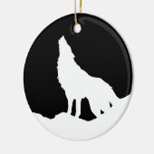 Unieke zwarte en witte Pop Art Wolf Silhouette Keramisch Ornament (Links)