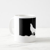 Unieke zwarte en witte Pop Art Wolf Silhouette Koffiemok (Voorkant links)