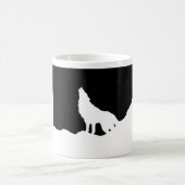 Unieke zwarte en witte Pop Art Wolf Silhouette Koffiemok (Center)