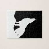 Unieke zwarte en witte Pop Art Wolf Silhouette Legpuzzel (Horizontaal)
