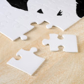 Unieke zwarte en witte Pop Art Wolf Silhouette Legpuzzel (Zijkant)