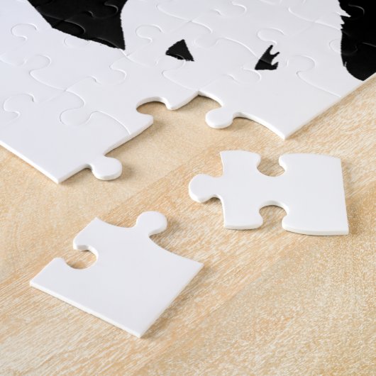 Unieke zwarte en witte Pop Art Wolf Silhouette Legpuzzel (Zijkant)