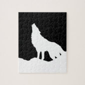 Unieke zwarte en witte Pop Art Wolf Silhouette Legpuzzel (Verticaal)