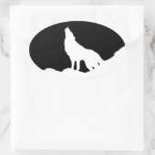 Unieke zwarte en witte Pop Art Wolf Silhouette Ovale Sticker (Tas)
