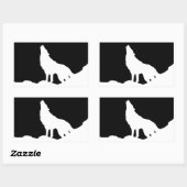 Unieke zwarte en witte Pop Art Wolf Silhouette Rechthoekige Sticker (Vel)