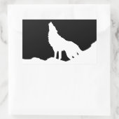 Unieke zwarte en witte Pop Art Wolf Silhouette Rechthoekige Sticker (Tas)