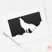 Unieke zwarte en witte Pop Art Wolf Silhouette Rechthoekige Sticker (Envelop)