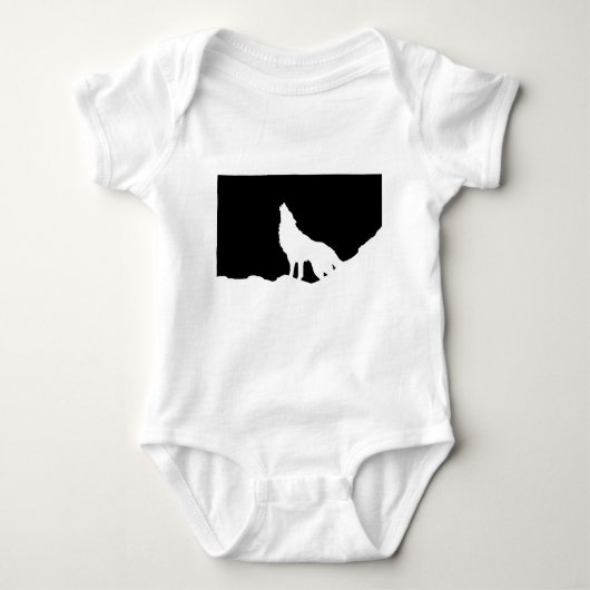 Unieke zwarte en witte Pop Art Wolf Silhouette Romper (Voorkant)