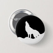 Unieke zwarte en witte Pop Art Wolf Silhouette Ronde Button 5,7 Cm (Voorkant /achterkant)