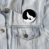 Unieke zwarte en witte Pop Art Wolf Silhouette Ronde Button 5,7 Cm (In situ)