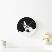 Unieke zwarte en witte Pop Art Wolf Silhouette Ronde Klok (Huis)