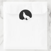 Unieke zwarte en witte Pop Art Wolf Silhouette Ronde Sticker (Tas)