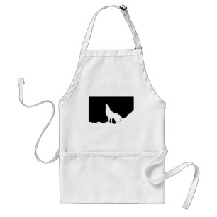 Unieke zwarte en witte Pop Art Wolf Silhouette Standaard Schort