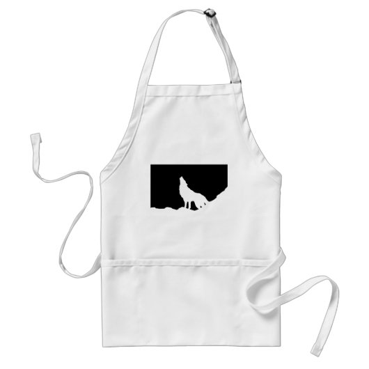 Unieke zwarte en witte Pop Art Wolf Silhouette Standaard Schort (Voorkant)
