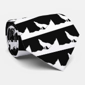 Unieke zwarte en witte Pop Art Wolf Silhouette Stropdas (Opgerold)