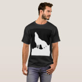 Unieke zwarte en witte Pop Art Wolf Silhouette T-shirt (Voorkant volledig)