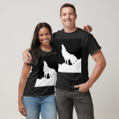Unieke zwarte en witte Pop Art Wolf Silhouette T-shirt (Unisex)