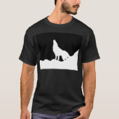 Unieke zwarte en witte Pop Art Wolf Silhouette T-shirt (Voorkant)