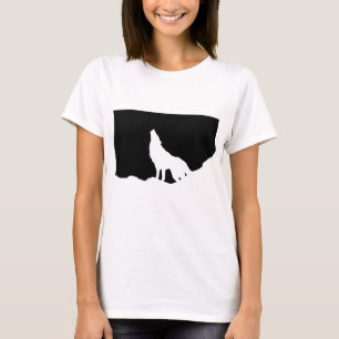 Unieke zwarte en witte Pop Art Wolf Silhouette T-shirt