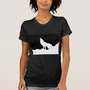 Unieke zwarte en witte Pop Art Wolf Silhouette T-shirt