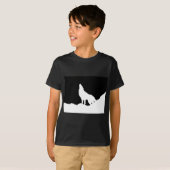 Unieke zwarte en witte Pop Art Wolf Silhouette T-shirt (Voorkant volledig)