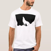 Unieke zwarte en witte Pop Art Wolf Silhouette T-shirt (Voorkant)