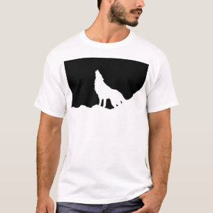 Unieke zwarte en witte Pop Art Wolf Silhouette T-shirt