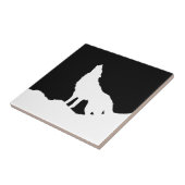 Unieke zwarte en witte Pop Art Wolf Silhouette Tegeltje (Zijkant)