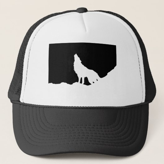 Unieke zwarte en witte Pop Art Wolf Silhouette Trucker Pet (Voorkant)