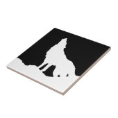 Unieke zwarte en witte Pop Art Wolf Tegeltje (Zijkant)