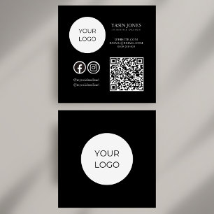 Unieke zwarte en witte QR-code sociale media vierk Vierkante Visitekaartje