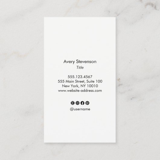 Unieke zwarte en witte streping Moderne verticale  Visitekaartje (Achterkant)